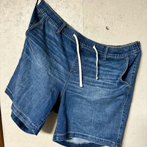 Torrid Blue Jean Shorts with White Drawstring